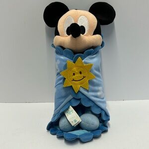 Disney Babies Mickey Mouse Plush‎ And Blanket Disneyland swaddle blanket Mickey